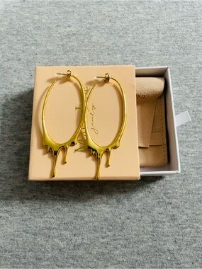 Gold Drip Hoop Earrings - Women Jewelry